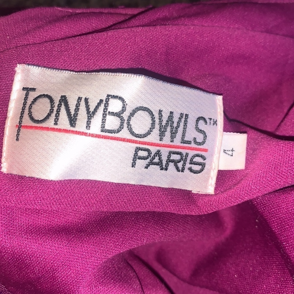 Tony Bowls Evening Gown Magenta with Rhinestones Size 4 - Picture 8 of 13